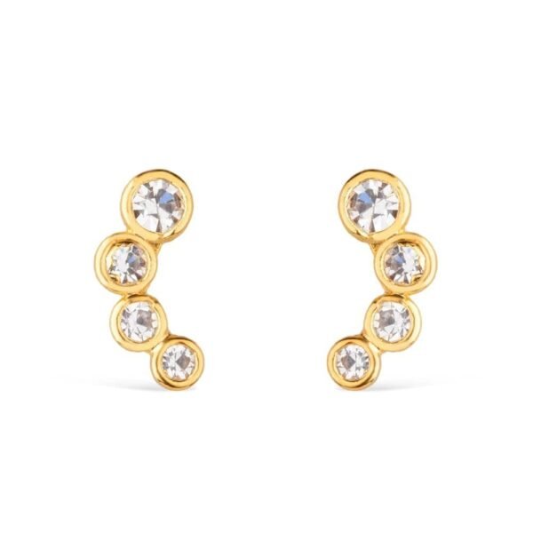 Brinco Dourado com 4 Pontos de Luz em Zircônia